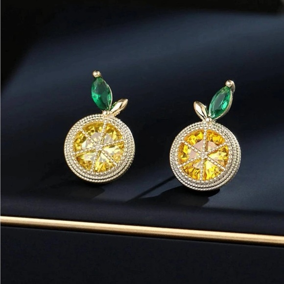 Cubic Zirconia Lemon Stud Earrings - Picture 3 of 4